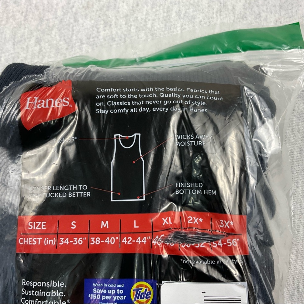Hanes Men's Tagless Tanks 6 Pack Size: Large Color: Black and Gray - Picture 7 of 10